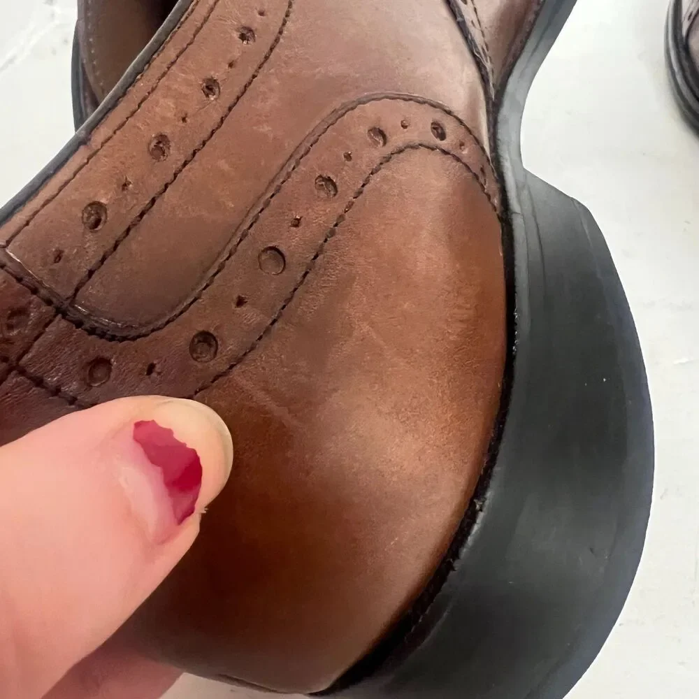 Johnston & Murphy Tyndall Cap Toe Brown Leather Oxford Brogue Detailing Size 12